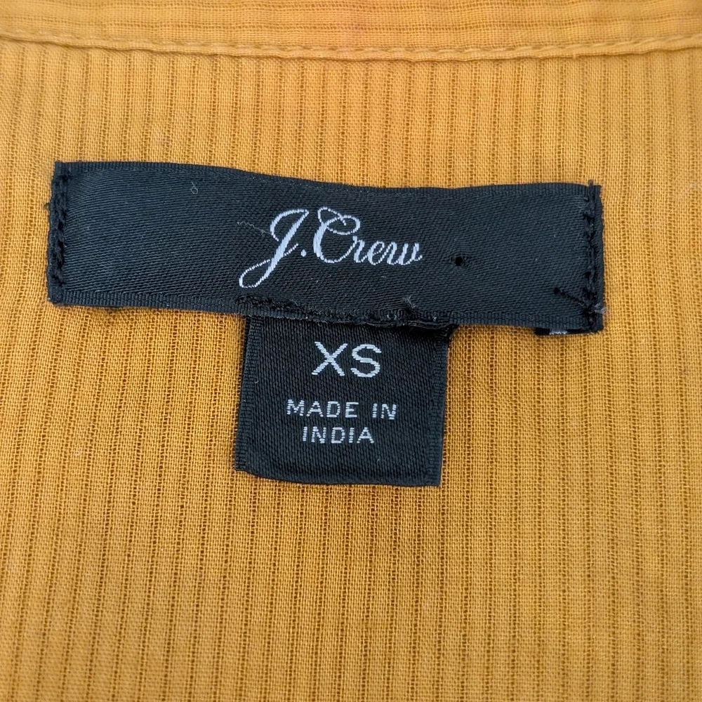 J. Crew Women's Embroidered Blouse XS Mustard Yellow Mockneck (0034)